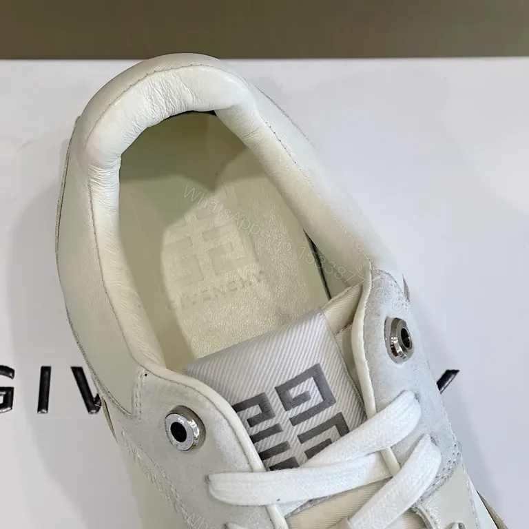 View 3 of Ivory Leather Suede Sneakers - Subtle Luxe City Style