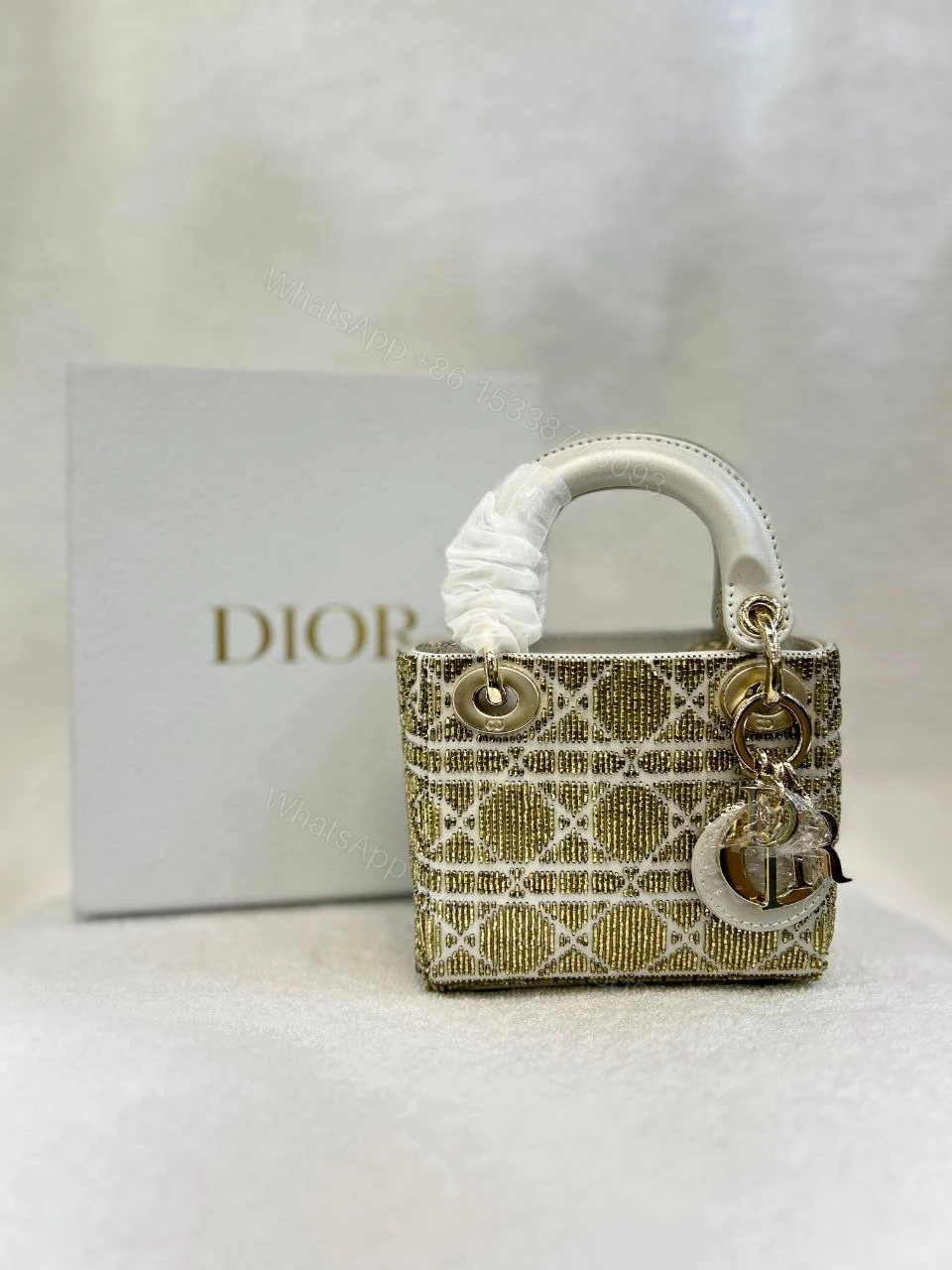 View 10 of CHRISTIAN DIOR Metallic Calfskin Crystal Mini Lady Dior
