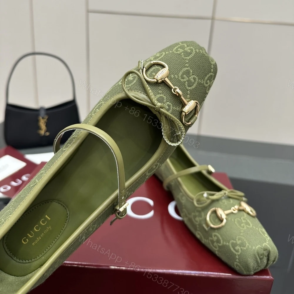 View 3 of GUCCI WOMEN’S HORSEBIT BALLET FLAT GREEN ‎814321 FAD8F 3048