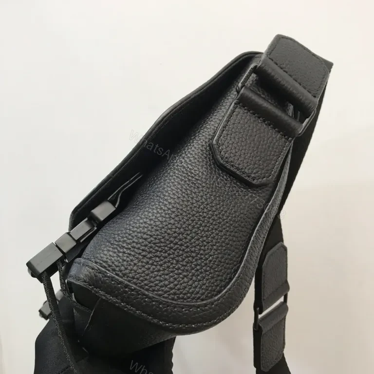 View 7 of Slim Black Pebbled Leather Crossbody: Hands-Free Sophistication
