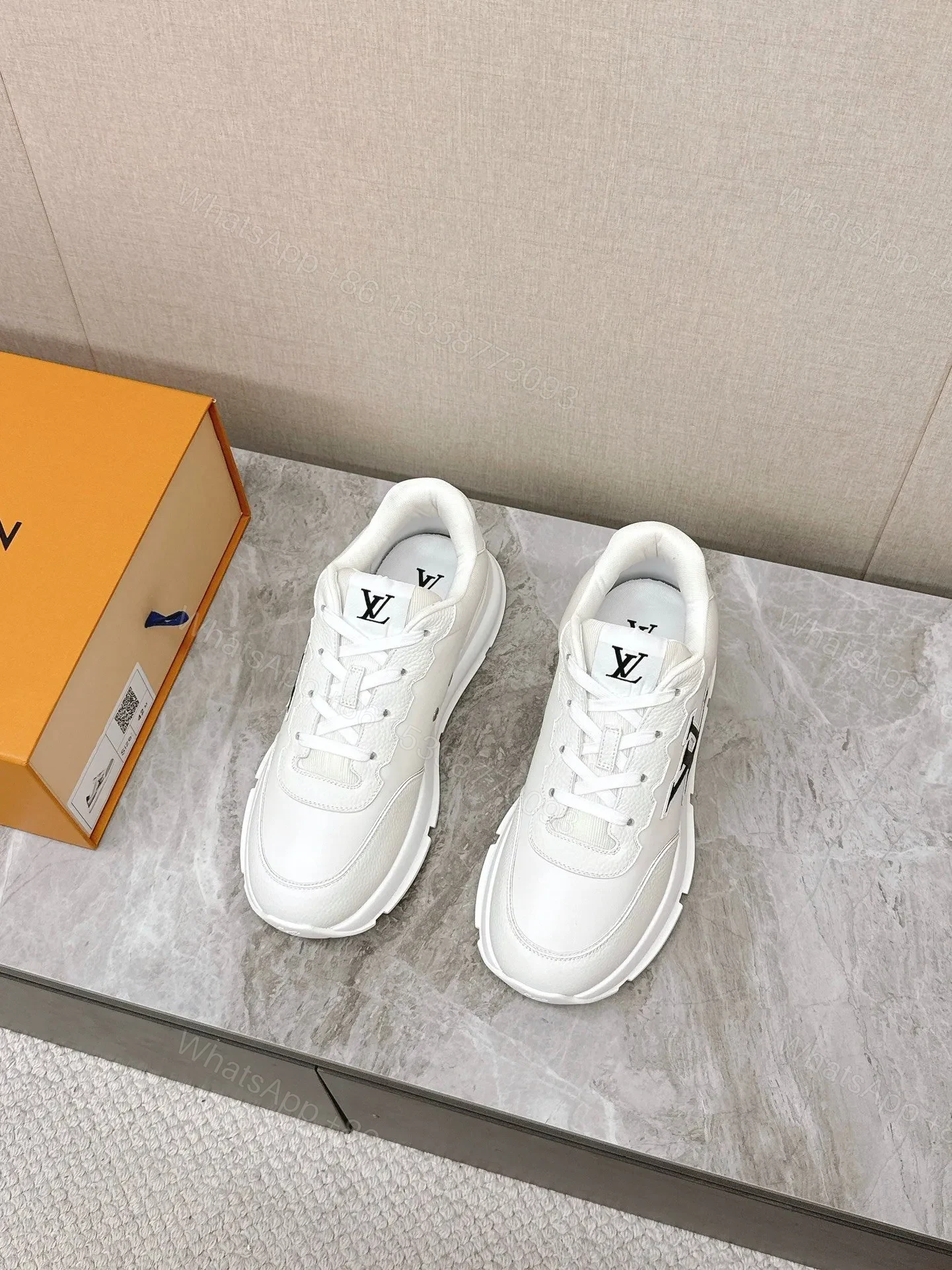 View 4 of LV Women White Leather Sneakers