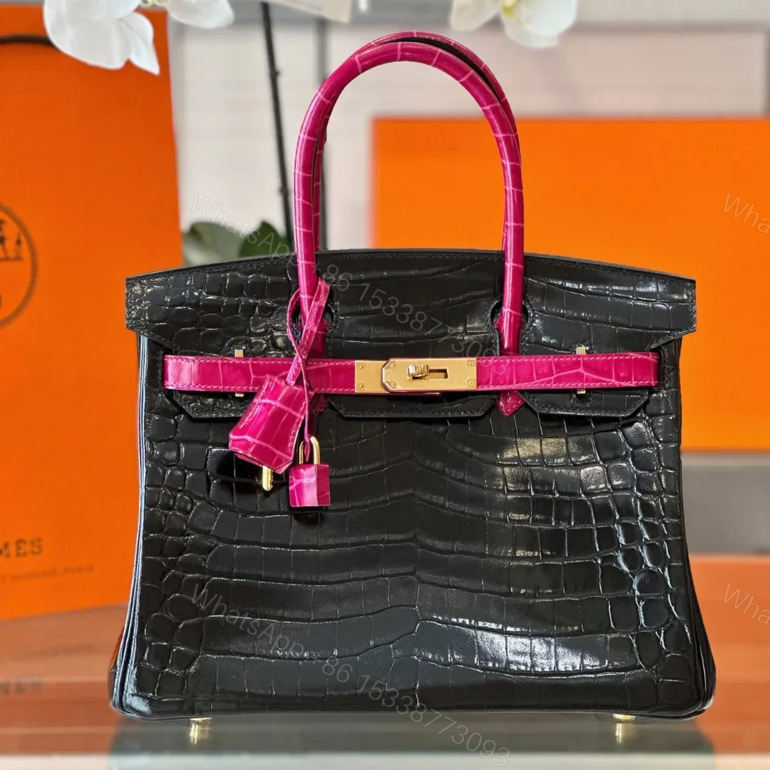 HN 30 Black/Pink Genuine Crocodile Leather – Custom Made — view 1