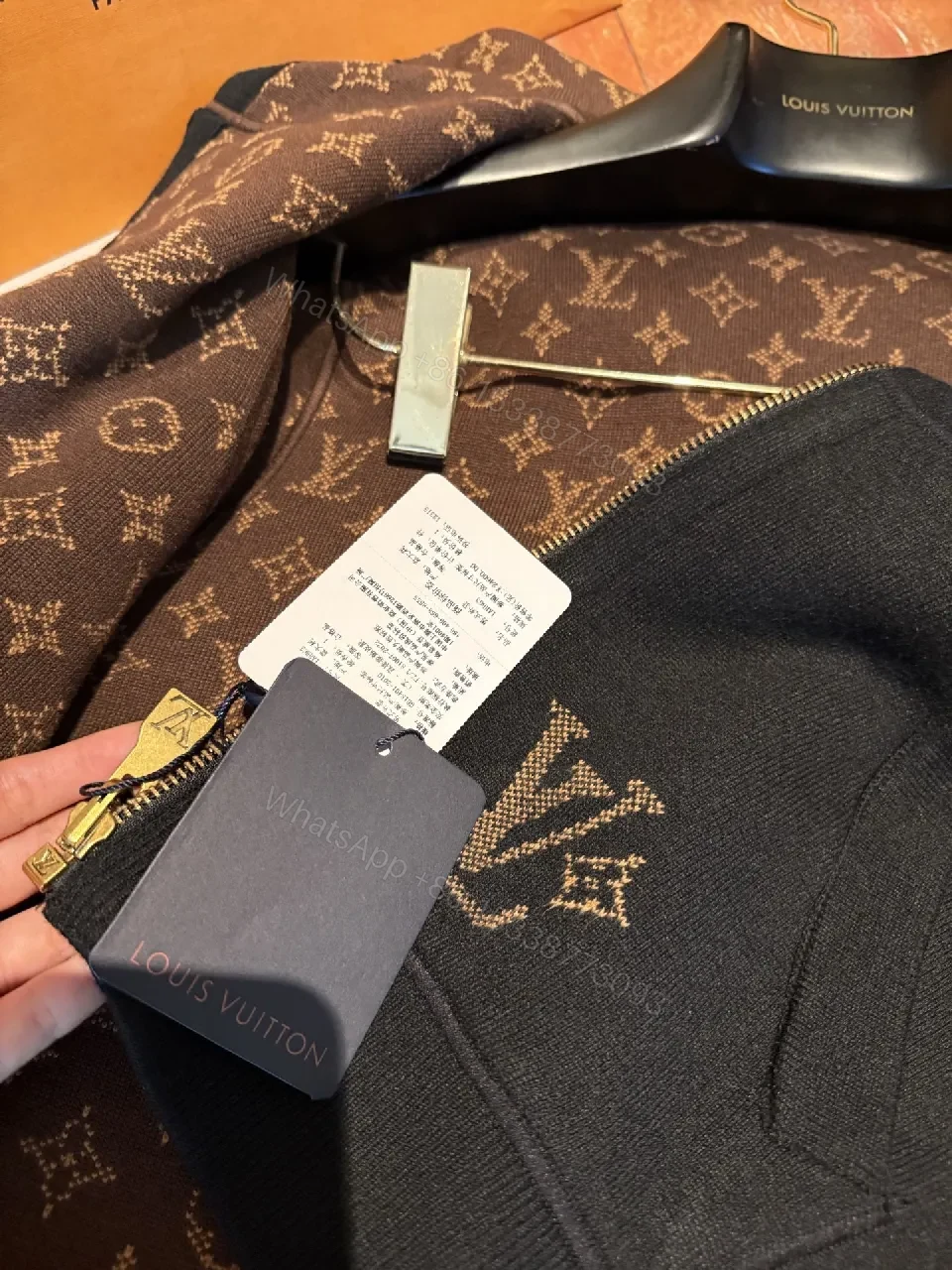 View 6 of Black Zip Hoodie: Monogram Detail, Premium Cotton Blend, Versatile Luxury