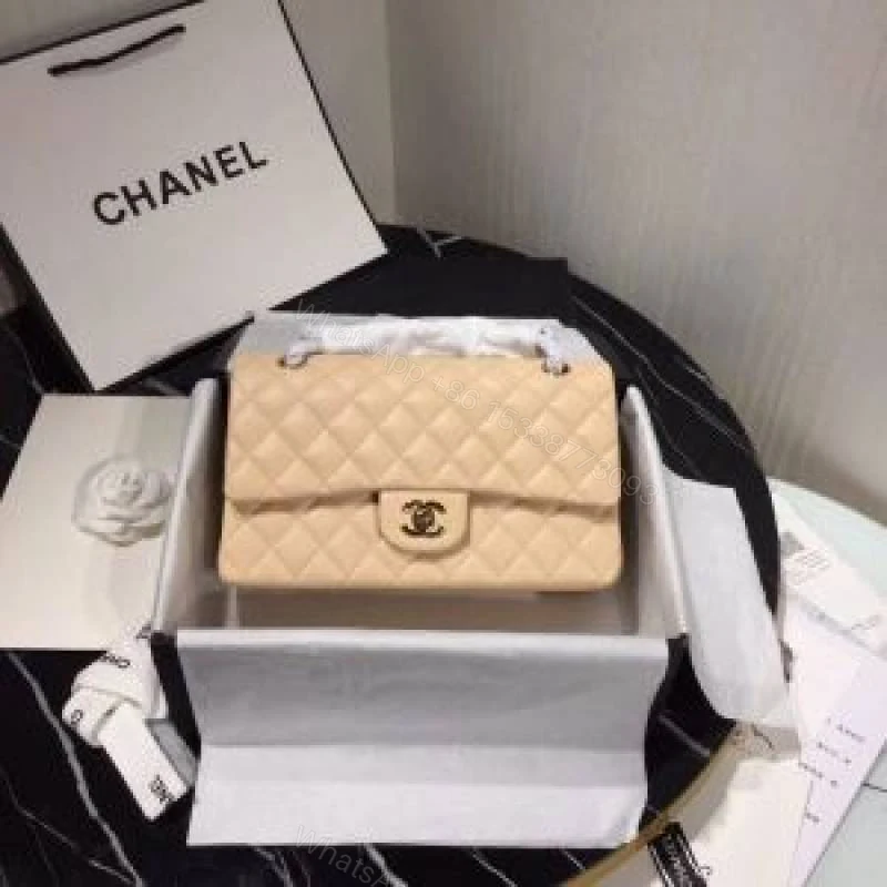 View 2 of First Copy Beige Quilted Luxury Shoulder Bag With Gold Chain Strap And Premium Finish