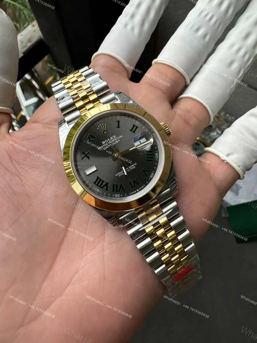 View 4 of Rolex Datejust M126303-0020 1:1 Replica Oystersteel & Yellow Gold Green Roman Dial Jubilee 41MM 3235 Movement Super Clone Watch