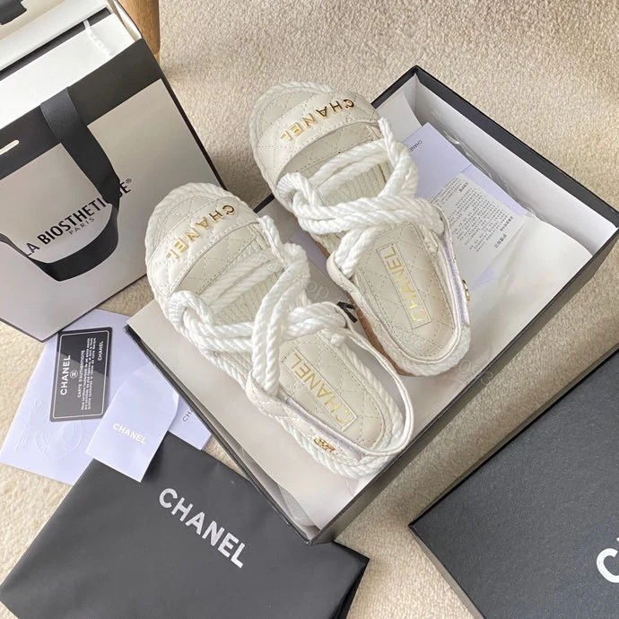 View 3 of CHANEL Cord Quilted Sandals