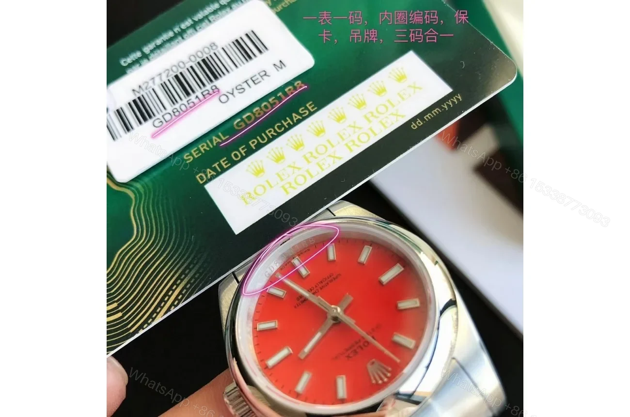 View 6 of Replica Rolex Oyster Perpetual SS/SS Red/Stk 31/41 mm