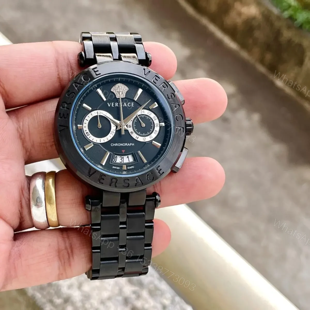 View 5 of Brand: Versace For: Men Collection: Premium Collection Model: Aion Chronograph Dial Size: 45mm