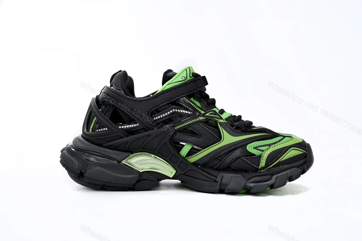 View 2 of Balenciaga Track 2 Sneaker Black Green 568614 W2GN3 1086
