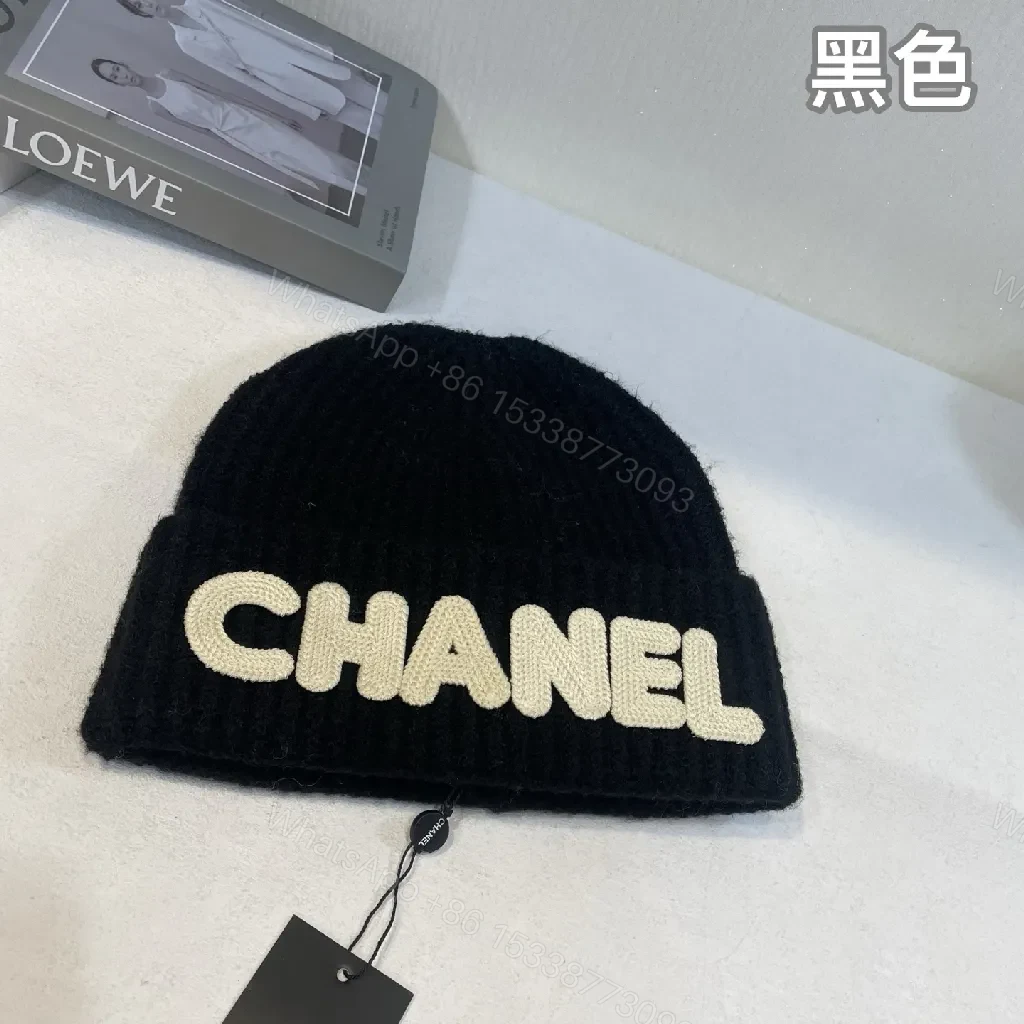 View 7 of Chunky Knit Beanie - Contrast Logo, Luxe Streetwear Style
