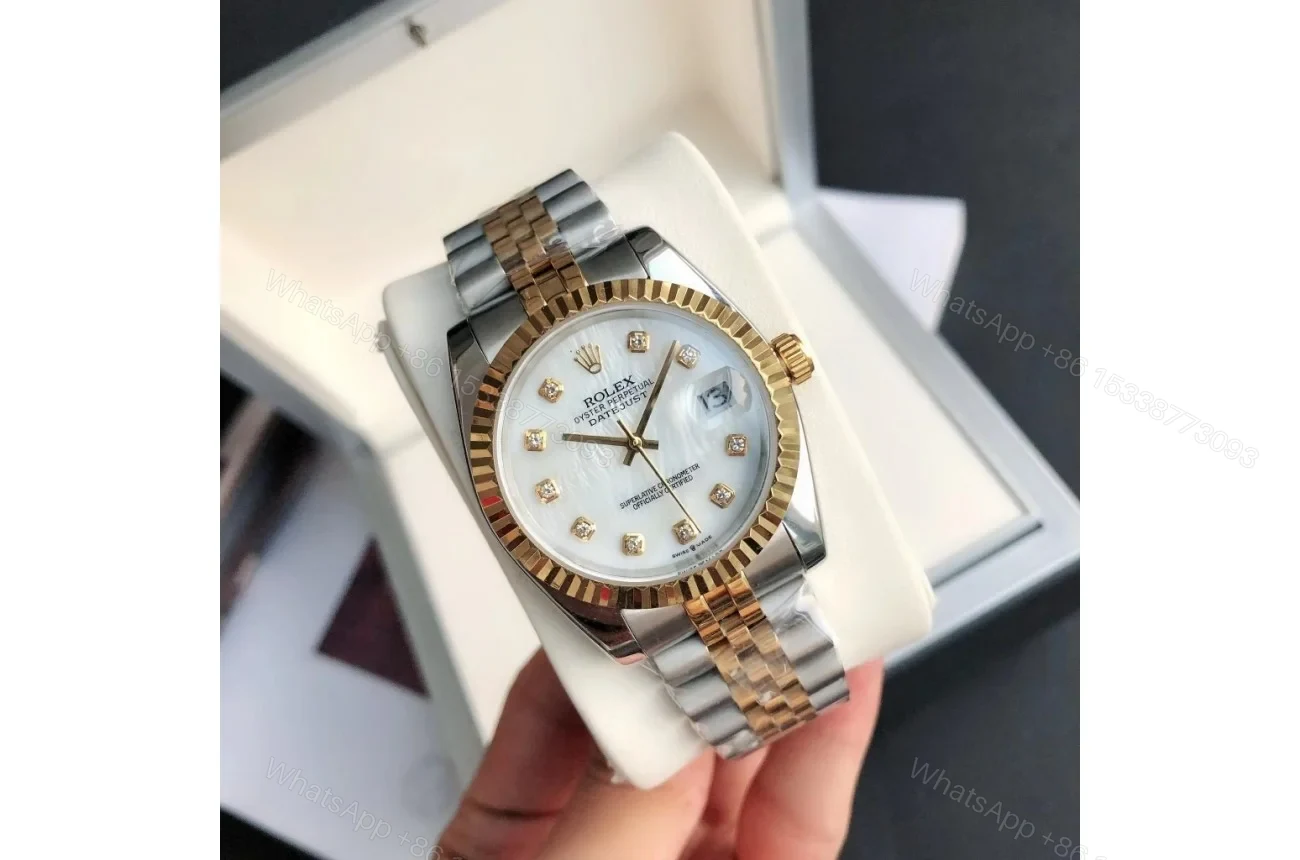 View 2 of Replica Rolex Datejust RG/SS Jub White/Dial 36/28 mm