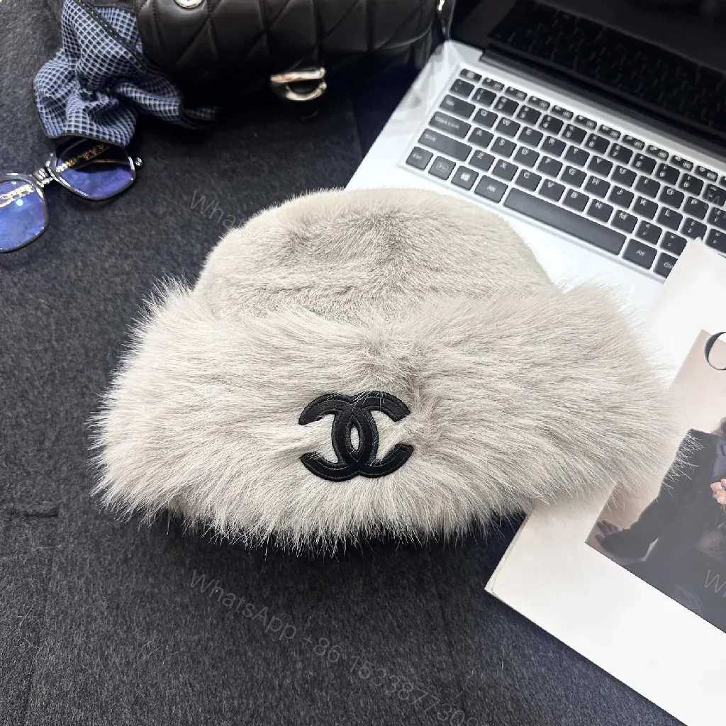 View 9 of Lux Faux Fur Trim Beanie: Timeless Softness & Subtle Logo Accent