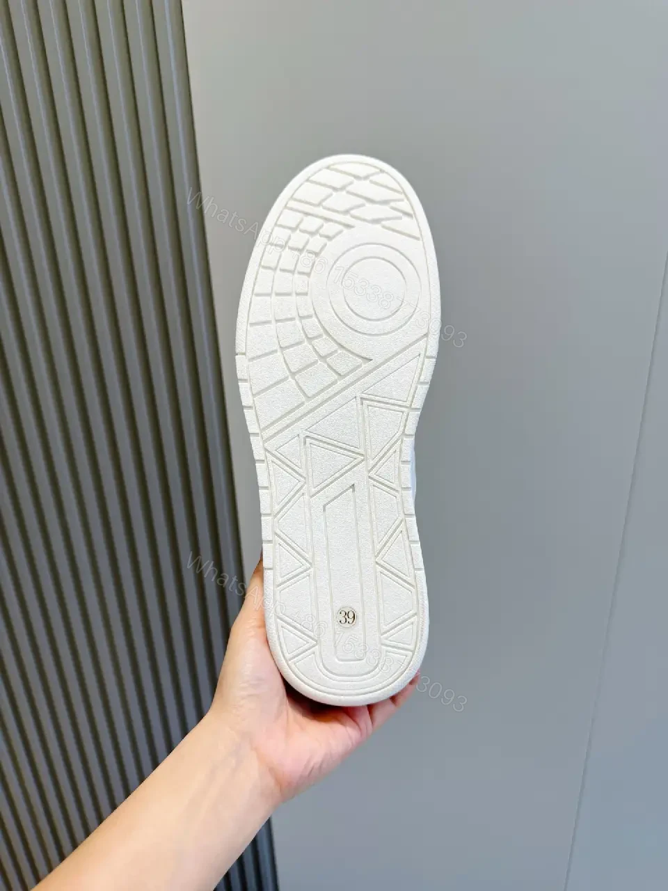 View 9 of White Leather Sneakers Minimalist Cushioning Prada Style Sneakers