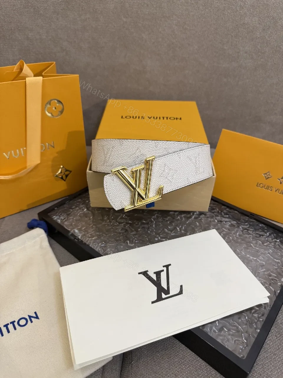 View 8 of Textured Leather Belt with Gold Buckle – Subtle Luxury Accessory