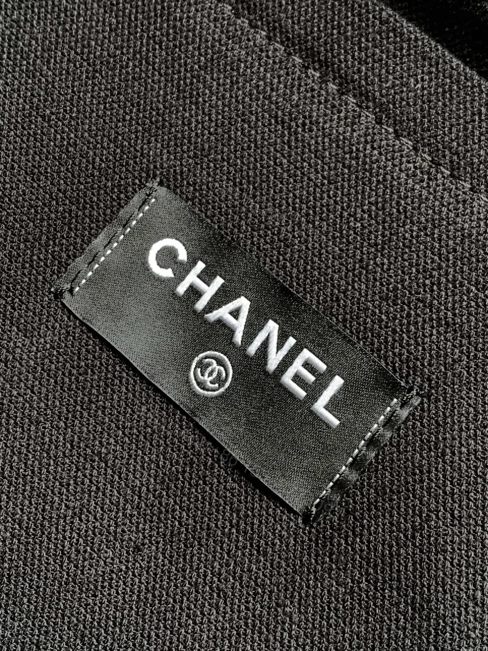 View 3 of Black Fabric Casual Tote Chanel Logo Tote Bag