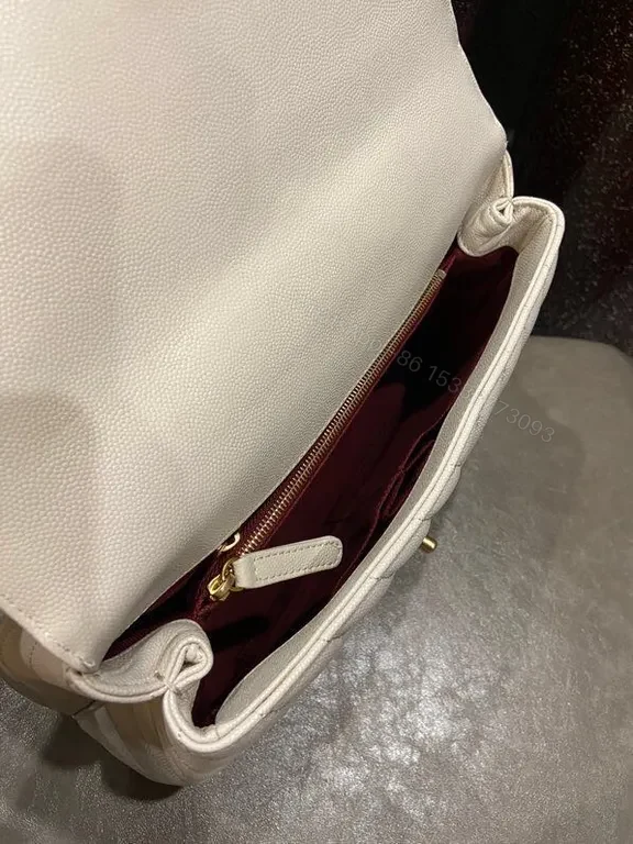 View 8 of White Quilted Luxury Bag with Gold Logo â€“ Chic Everyday Elegance