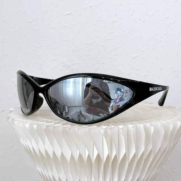 View 4 of Translucent White Balenciaga-Inspired Sunglasses with UV400 Lenses