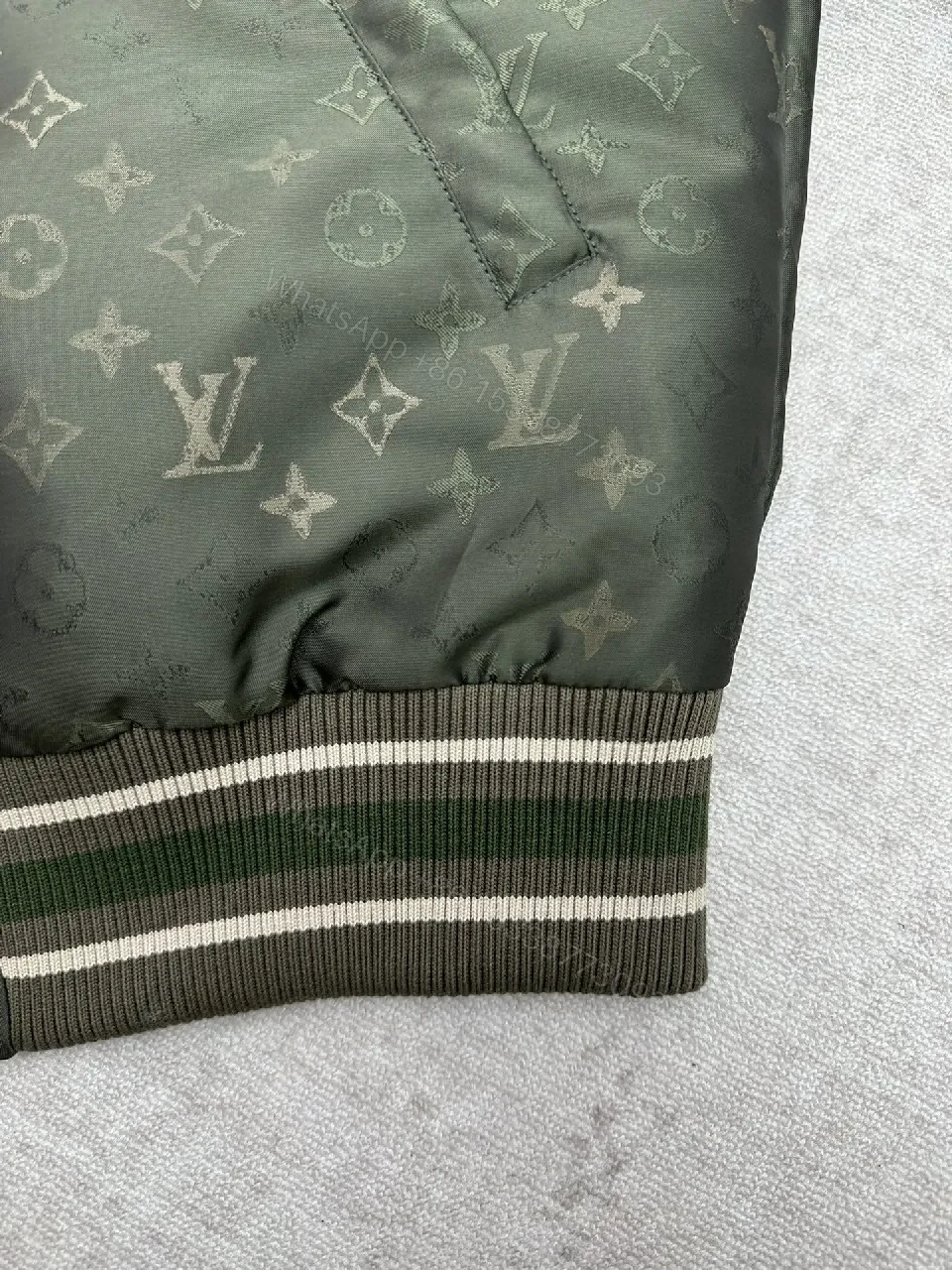 View 8 of Olive Green Monogram Bomber: Modern Utility Jacket