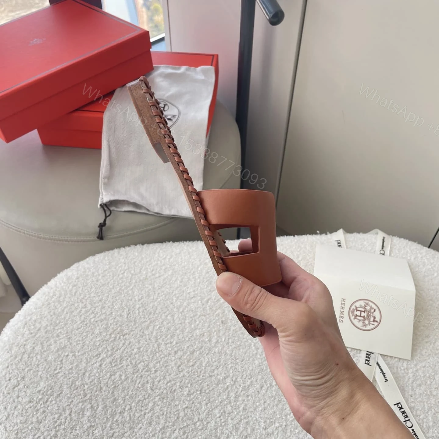 View 5 of HERMÈS ORAN SANDALS STITCHING IN BROWN