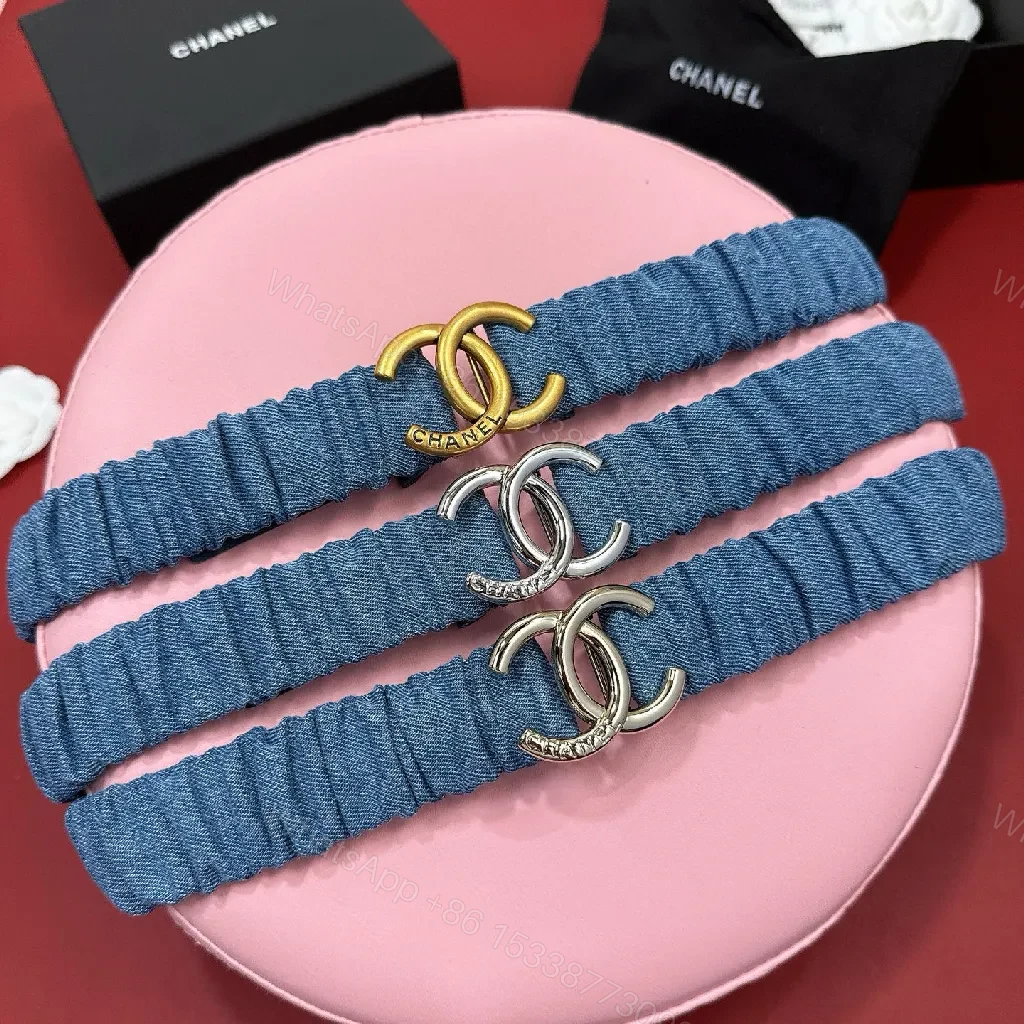 View 5 of Denim-Style Elastic Bracelet with Gold Clasp, Subtle Luxe