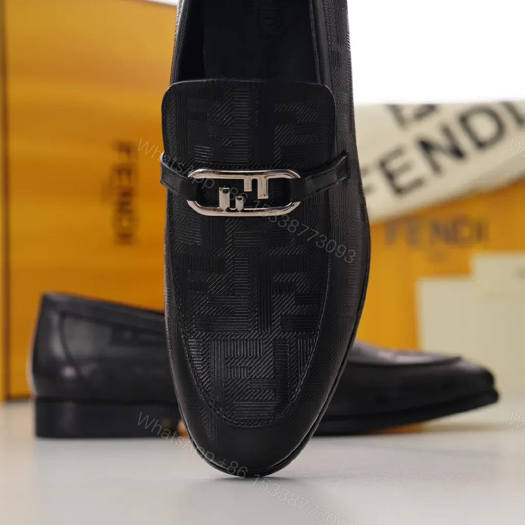 View 4 of Black Embossed Leather Loafers with Buckle - Everyday Luxury Shoes