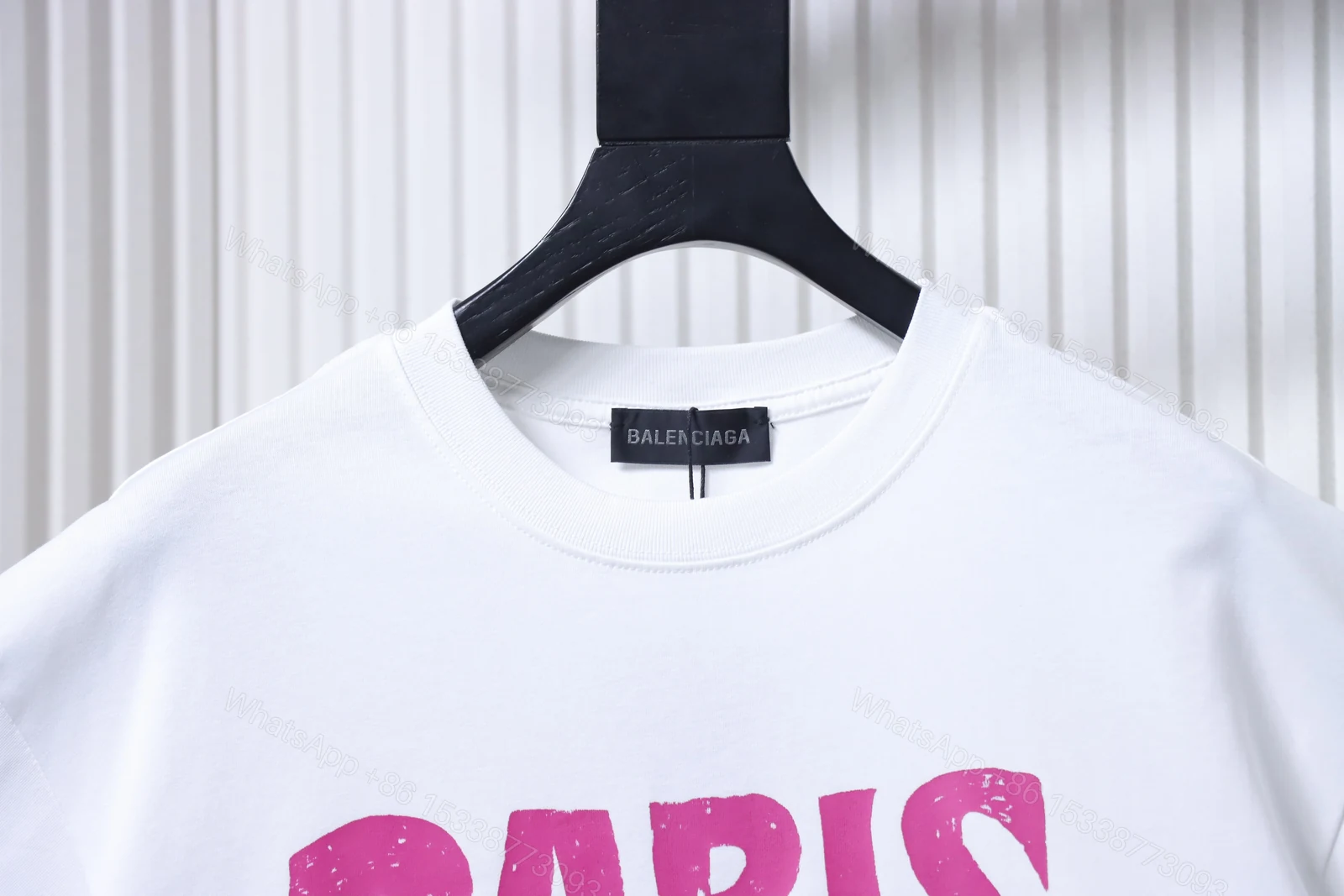 View 2 of Balenciaga Clothes Paris Beach Nightscape Eiffel Tower Print Short-Sleeve T-Shirt white