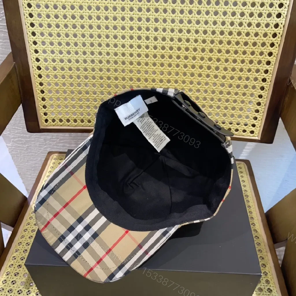 View 6 of Beige Plaid Cap Set: Classic Check, Modern Fit Utility Cap