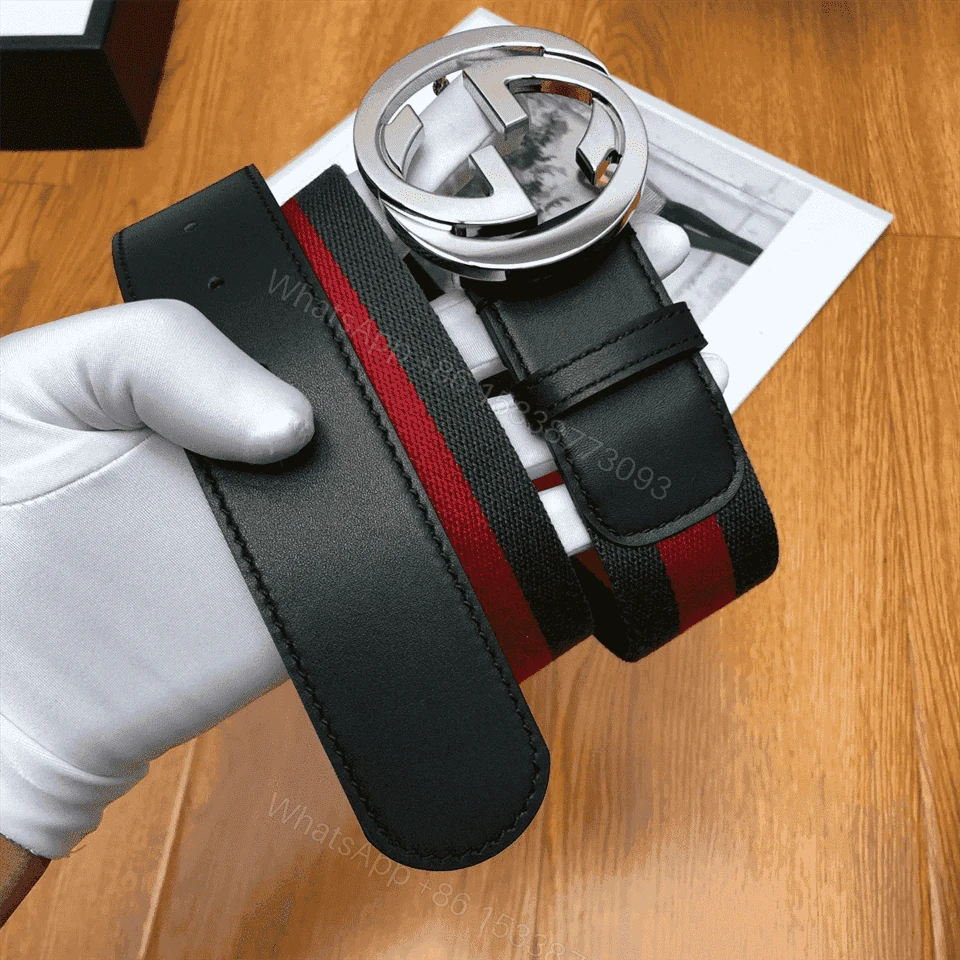 View 4 of GUCCI MEN’S WEB STRIPED CANVAS BELT – B9