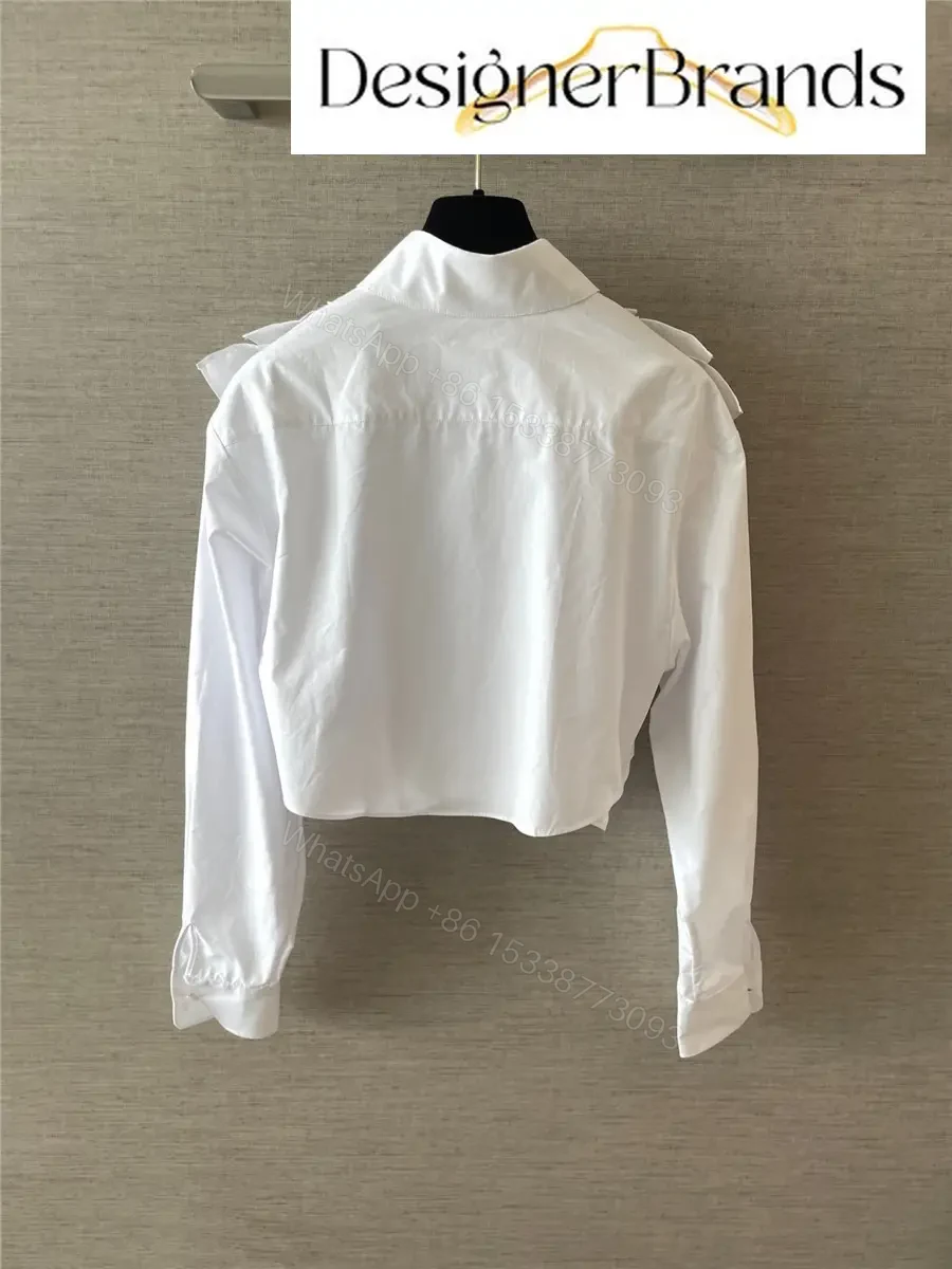 View 8 of Chanel White Cotton Lace Ruffled Cropped Shirt