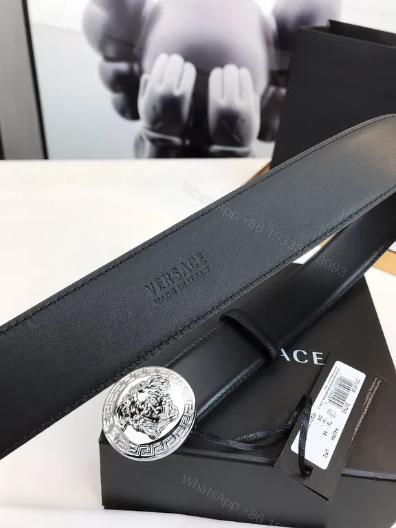 View 2 of Versace Black Leather Belt: Bold Medusa Buckle, Modern Luxury