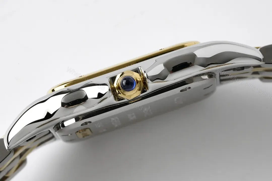 View 9 of KOR Factory Cartier Panthère de Cartier Two-Tone Stainless Steel and 18K Gold Watch – Silver Dial, Blue Hands, 27x37mm