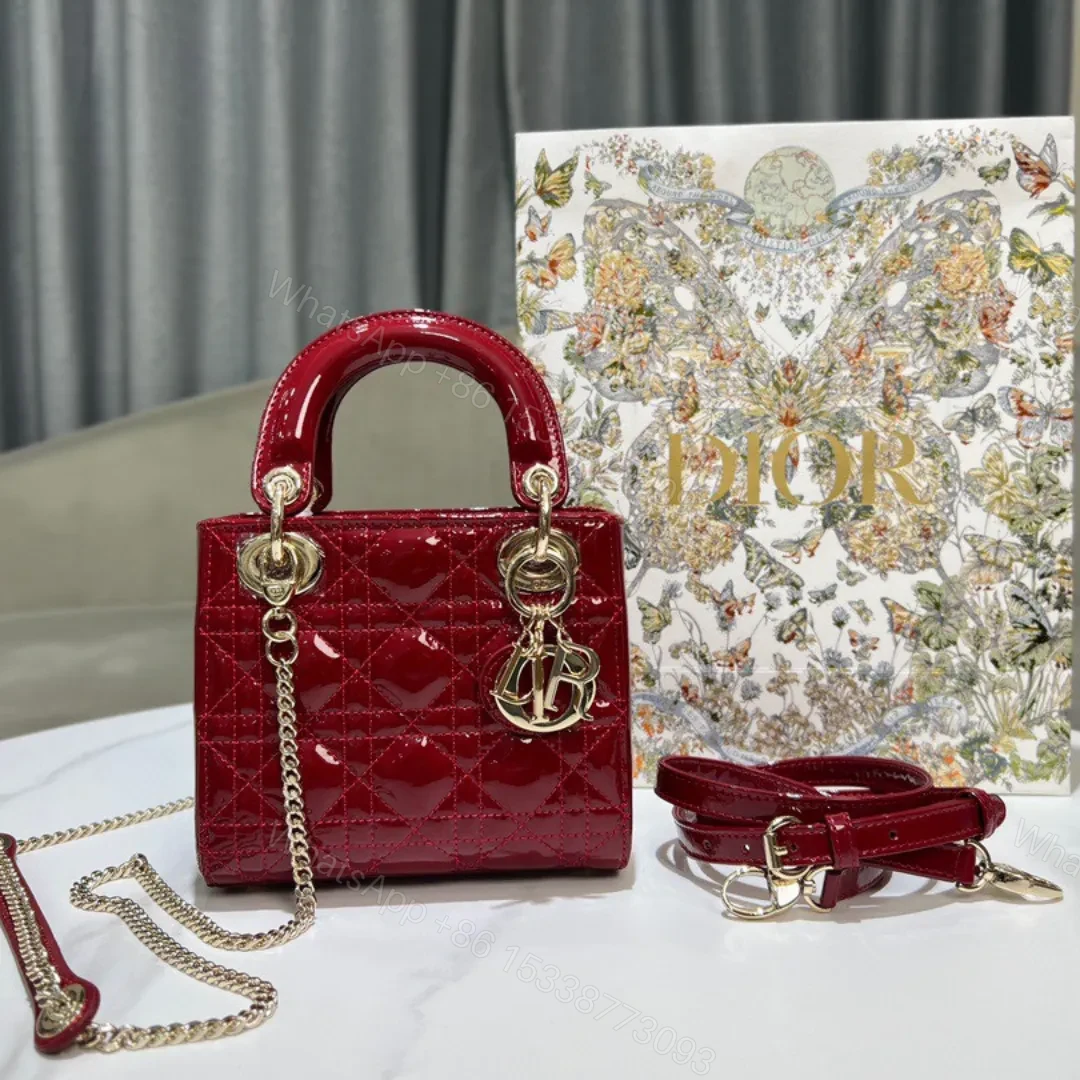 Dior Lady Mini Super Quality Women’s Handbag, Glossy Red, 17cm — view 1