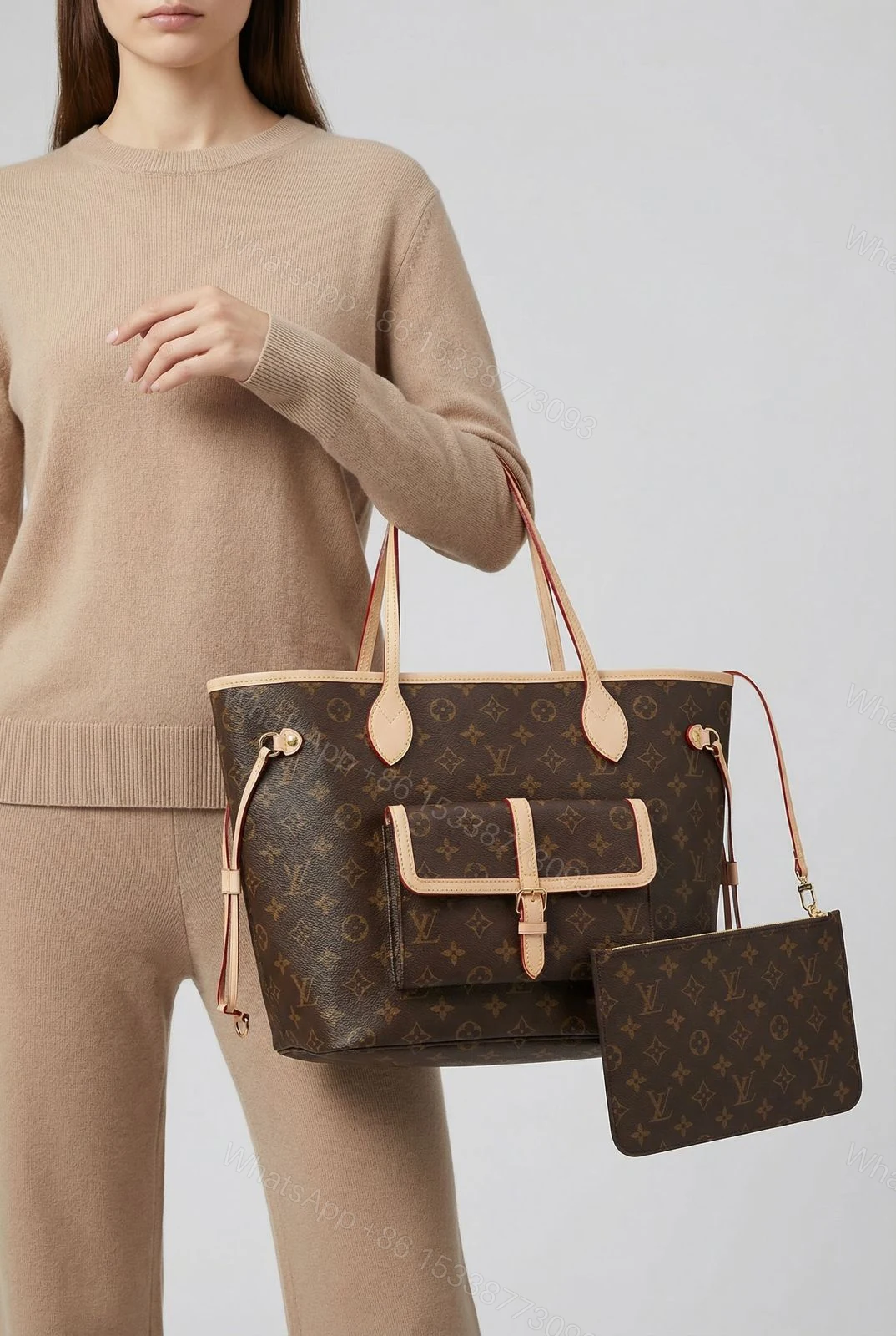 View 2 of Louis Vuitton Neverfull MM Monogram Canvas Tote Bag First Copy | AAA+ Replica