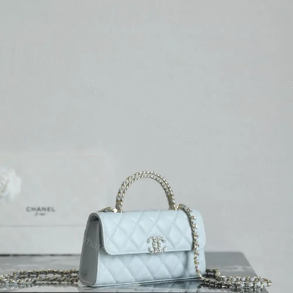 View 4 of 高仿Chanel*25S系列AP3238亮面小牛皮單肩包嬰兒藍免檢版