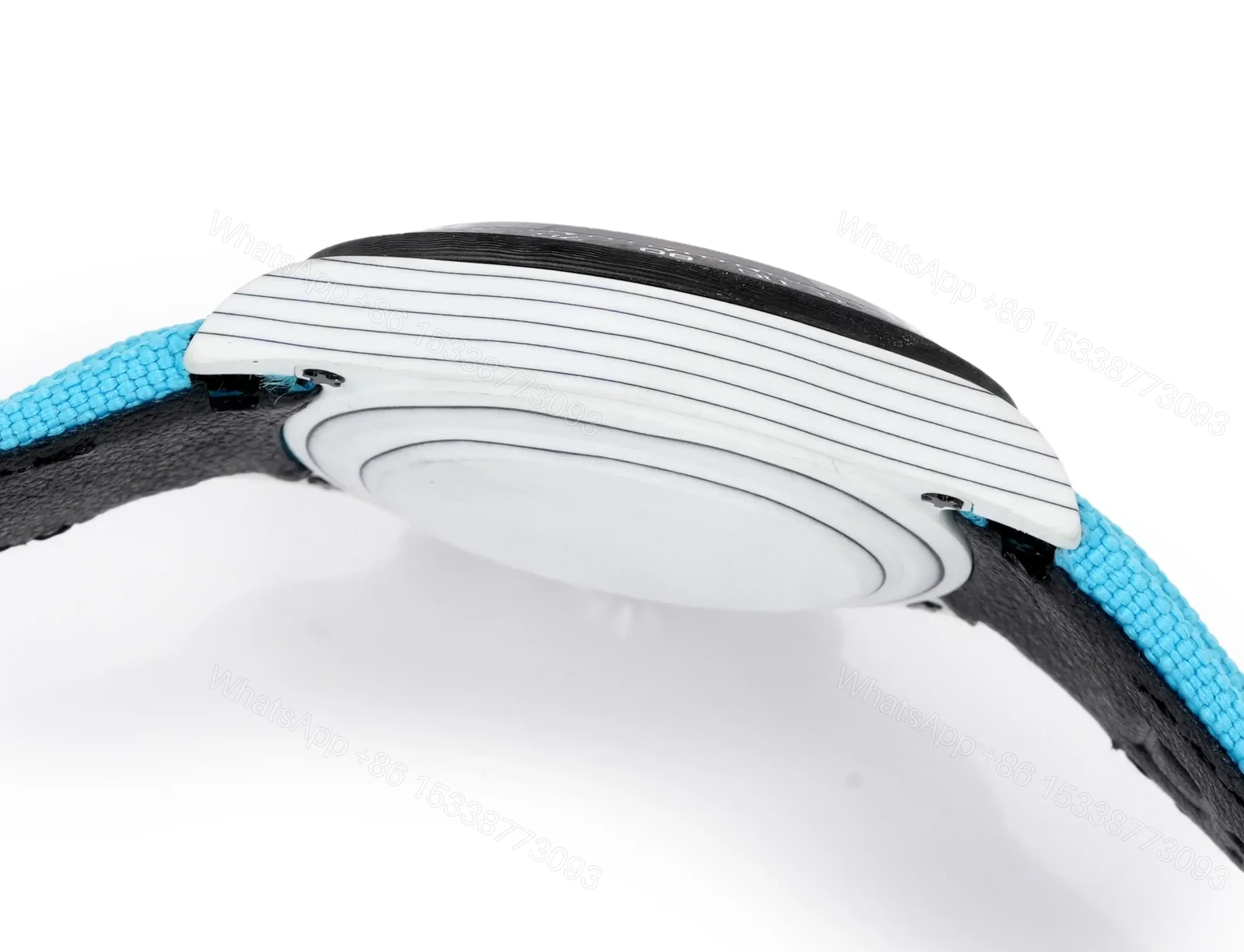 View 7 of Best Rolex Daytona White Turquoise Strap replica 40MM Black Dial Edition RG-DAYTONA-WHITE-TURQUOISE-STRAP-40