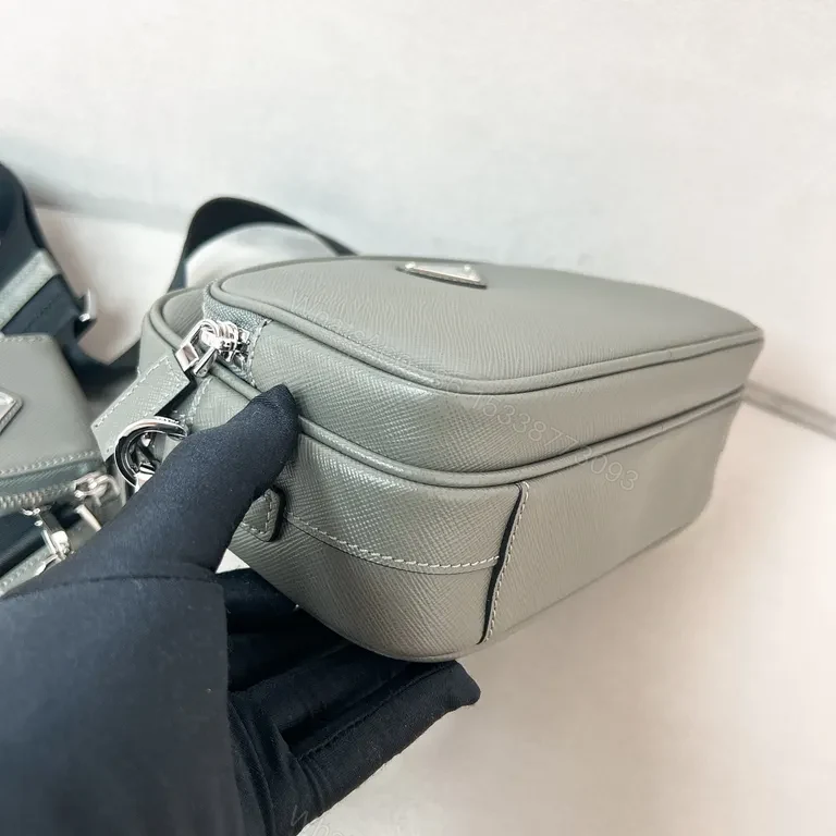 View 3 of Prada Saffiano Compact Luxury Crossbody: Subtle Texture