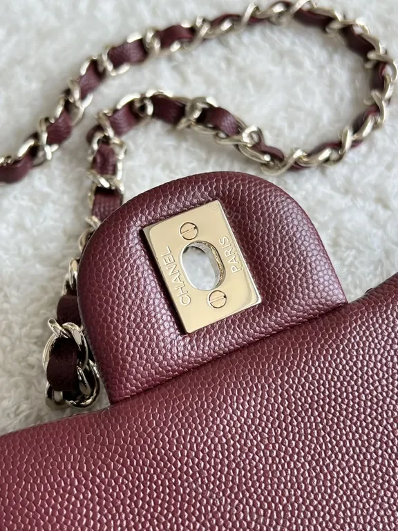 View 2 of Chic Burgundy Quilted Crossbody Bag with Chain Strap