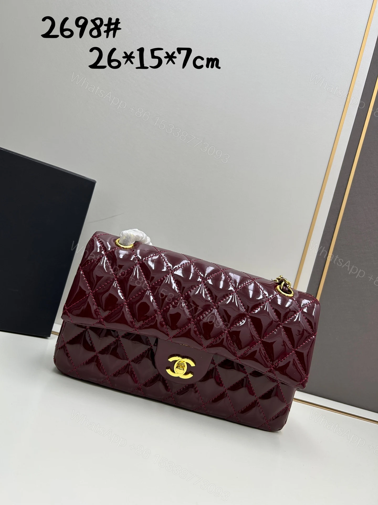 CHANEL 一比一 漆皮菱格紋口蓋包 酒紅色金扣 優雅氣質 — view 1