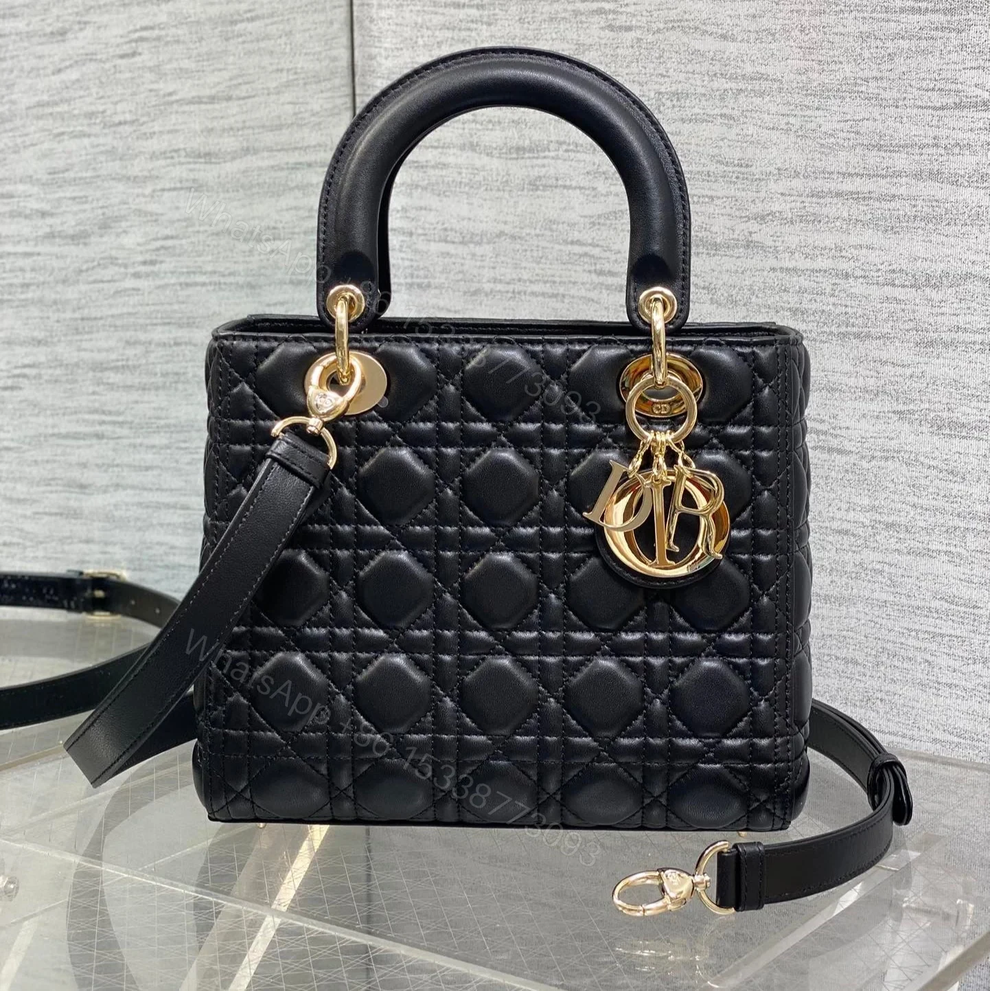 Dior Lady Black Gold Hardware (Medium size) — view 1
