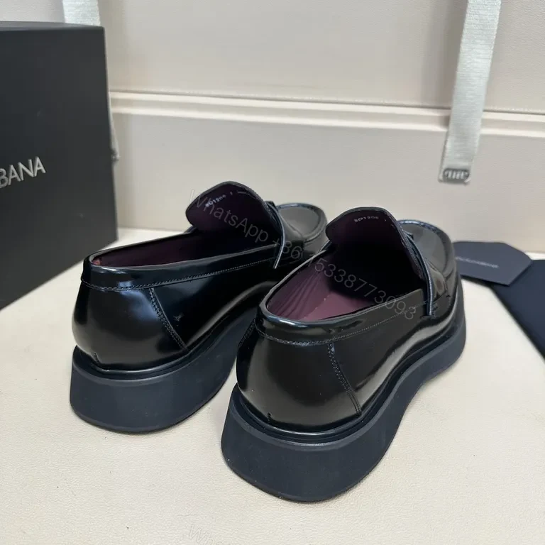 View 6 of Lux Polished Leather Loafers with Subtle Hardware Elevation