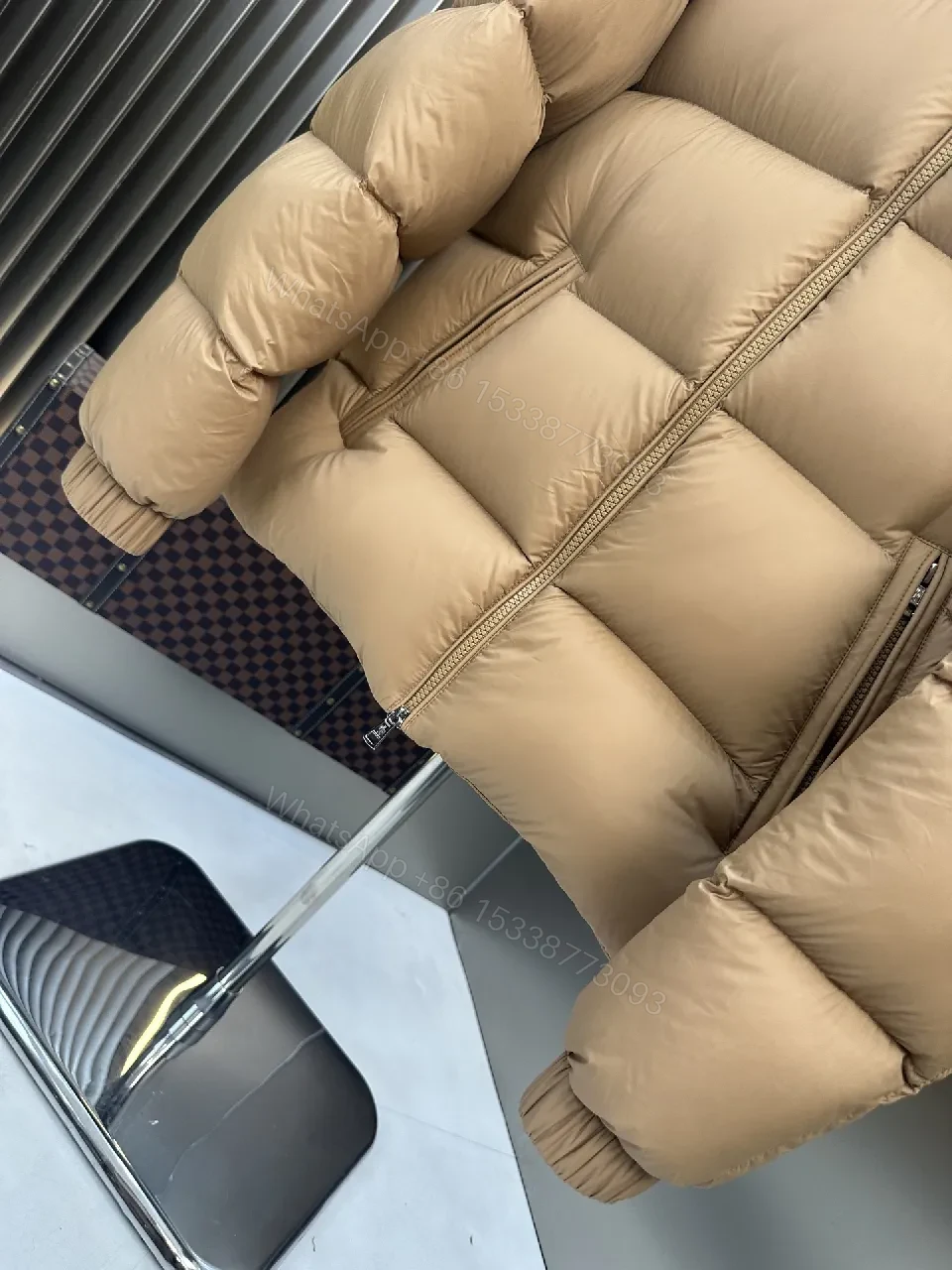 View 6 of Beige Puffer Jacket – Lux Warmth & Moncler Patch