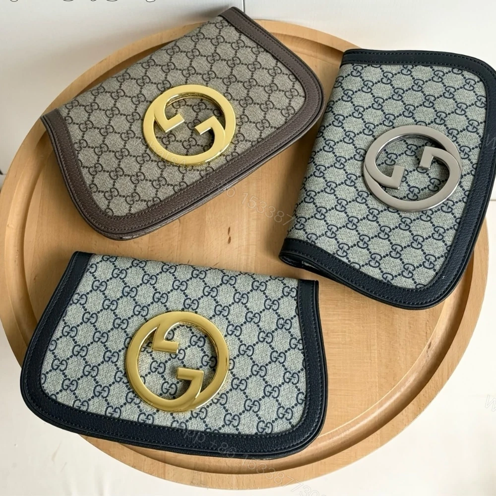 View 5 of GUCCI BLONDIE SHOULDER BAG GOLD HARDWARE BLUE 28CM