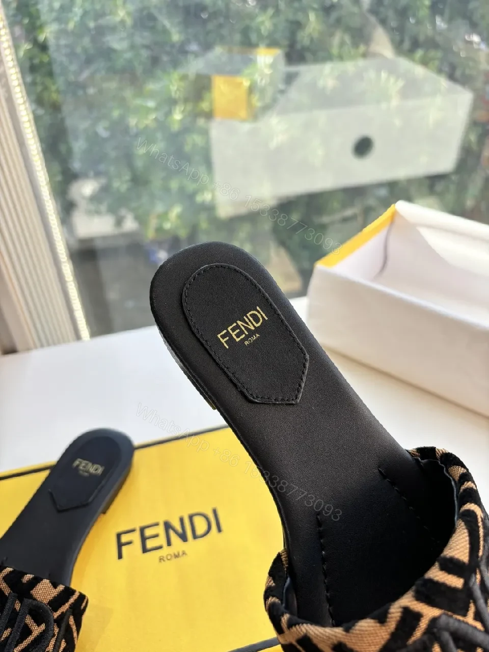 View 6 of Patterned Monogram Strap Slide Sandals - Luxe Comfort