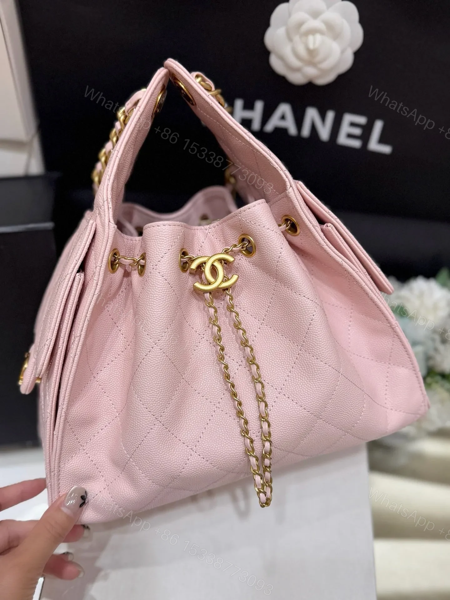 View 3 of CHANEL 25 HANDBAG IN PASTEL PINK WITH GOLD HARDWARE