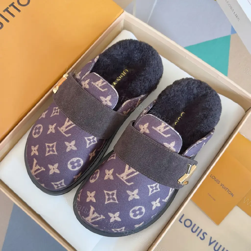 View 5 of Purple Suede-Trim Mules: Plush-Lining Comfort, Monogram Edition