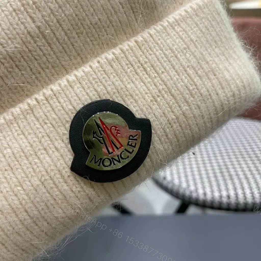 View 3 of Cream Knit Beanie Mid-Citified Emblem Cozy Luxury Beanie