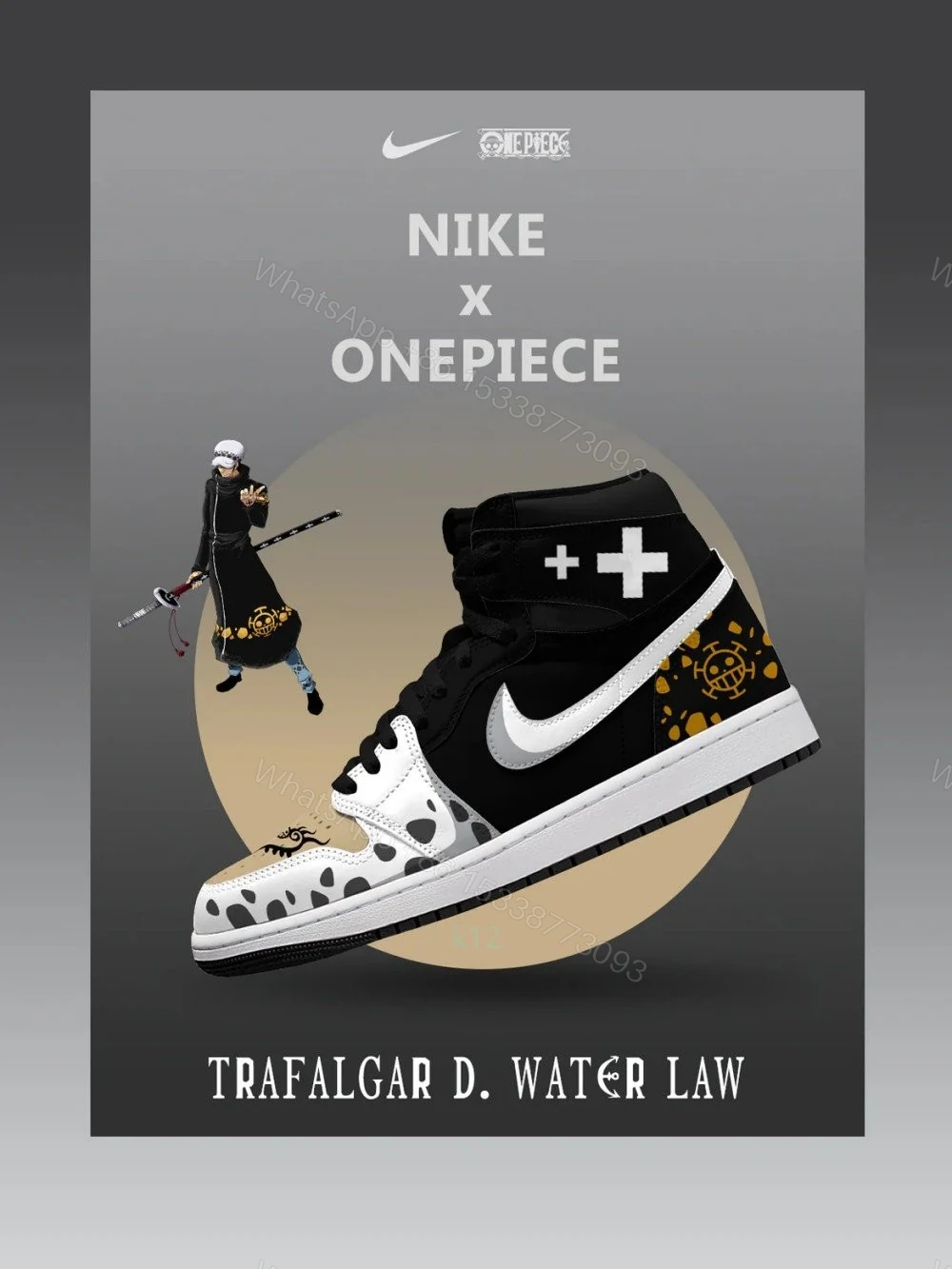 Trafalgar D. Water Law V.2 Custom High-Top Jordan 1 — view 1