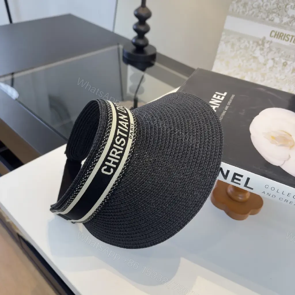View 3 of Dark Navy Woven Straw Visor – Sporty-Casual Designer Sun Visor