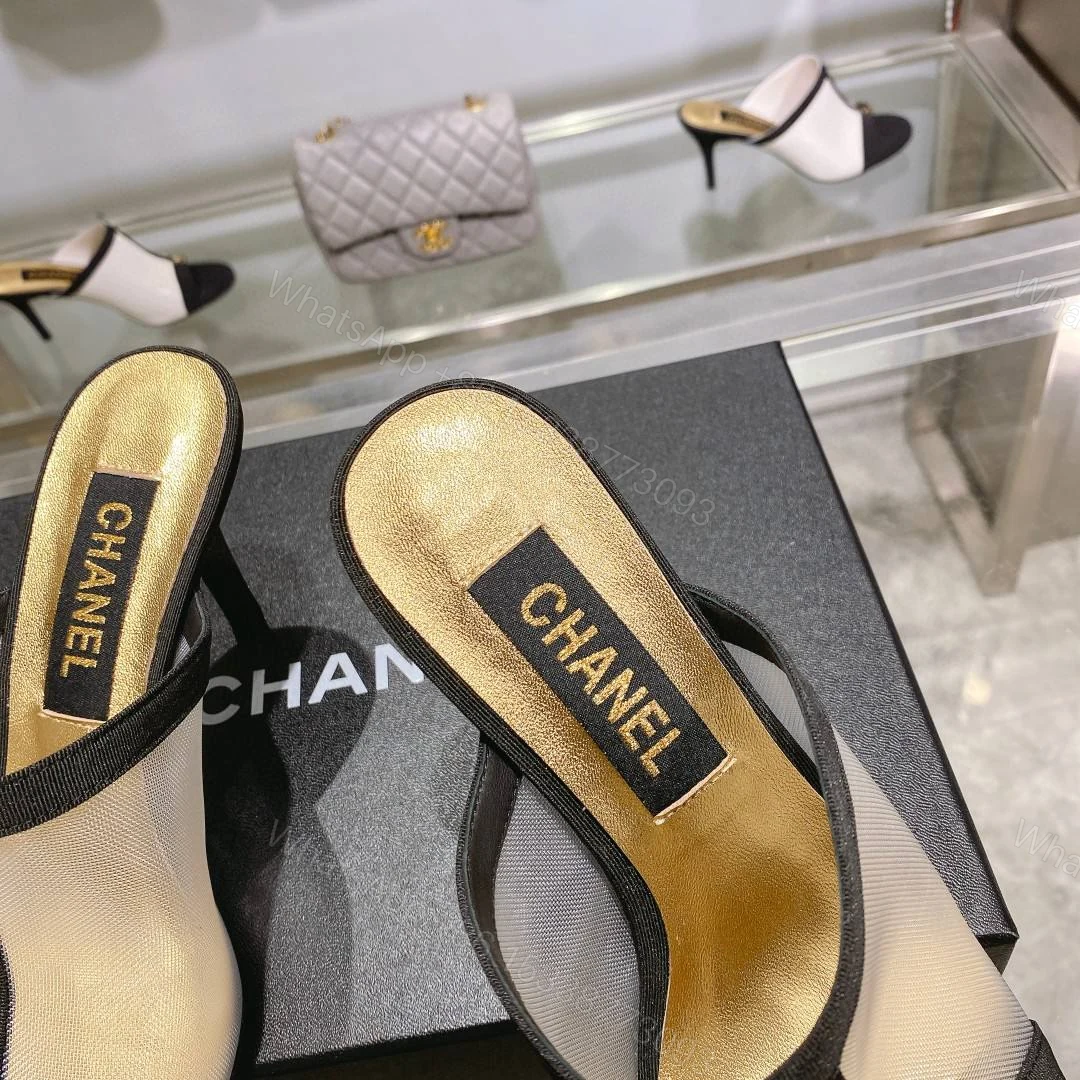 View 2 of CHANEL Mesh Grosgrain CC Mules