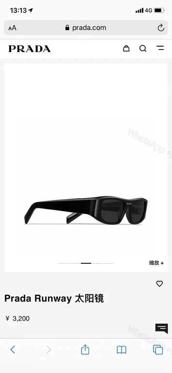 View 9 of Bold Prada Sunglasses: Black Acetate, Rectangular, UV400 Protection